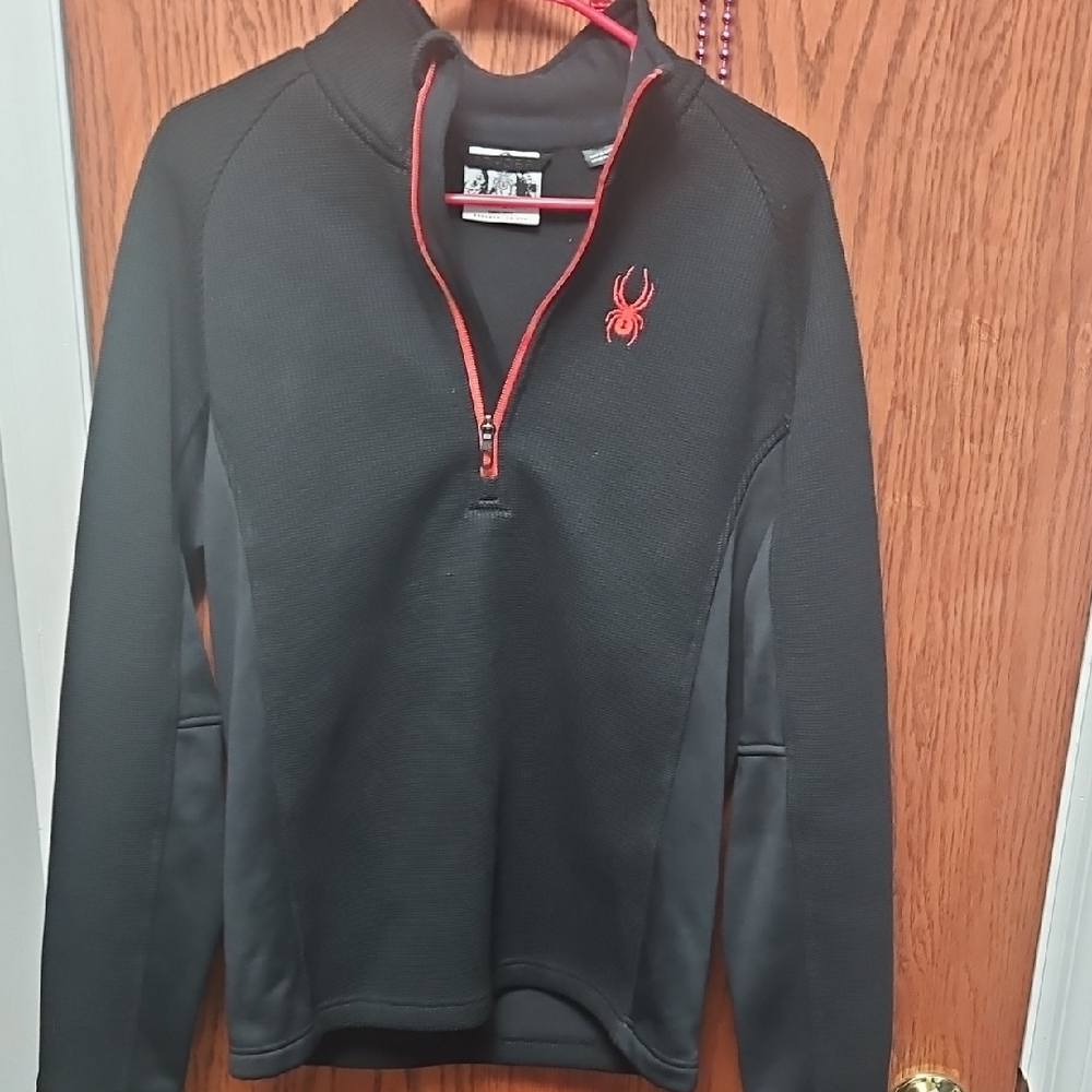 Spyder Men's Black Quarter-Zip Pullover with Red Trim